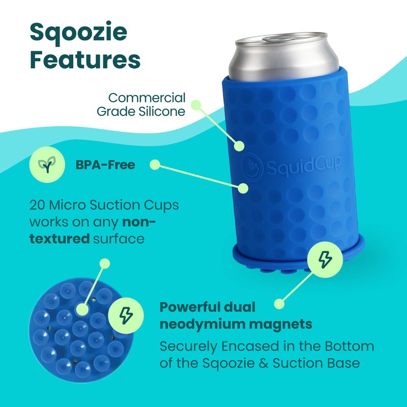 SquidCup Sqoozie Non-Tipping Insulated Boat Can Holder (Island Blue, Standard) Portable, Magnetic & Suction for SUP's, Kayaks, RVs, ATV, Garage and More - Image 2